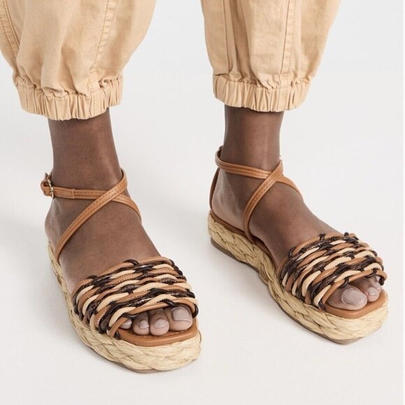Ulla Johnson Ada Woven Flatform Espadrille Sandals Women’s Sz 37 / 6.5 Redwood - Picture 1 of 13